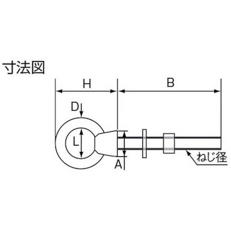 アイボルト(ステンレス製)　100個 エスコ M10x 63mm 全ねじアイボルト(左ねじ/ステンレス製