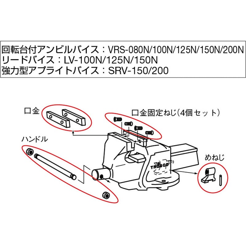 NEJI-M バイス用パーツ(口金固定ねじセット) TRUSCO 口金固定
