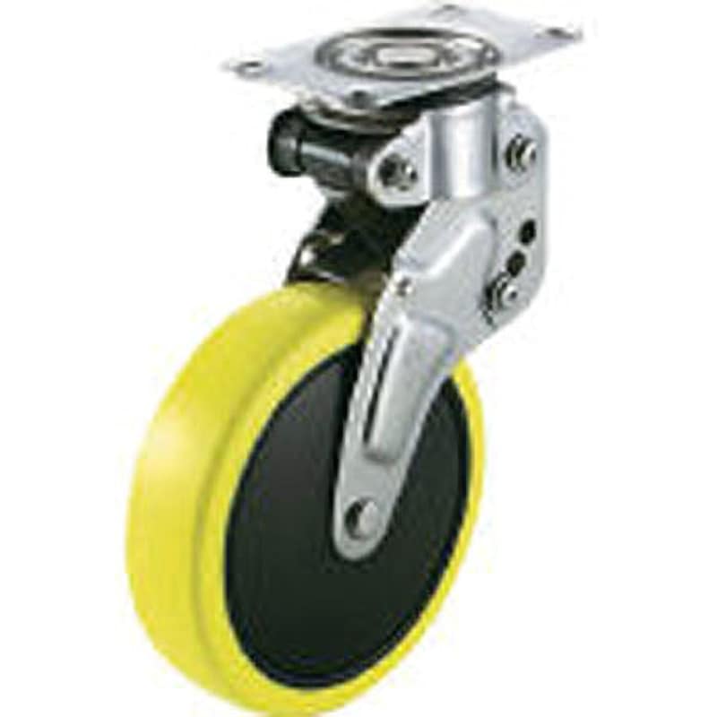 NPG-100SUE-1 緩衡器付キャスターポルテ ユーエイキャスター ウレタン車輪 単輪 ステンレス仕上 許容荷重10daN 取付高165～140mm  NPG-100SUE-1