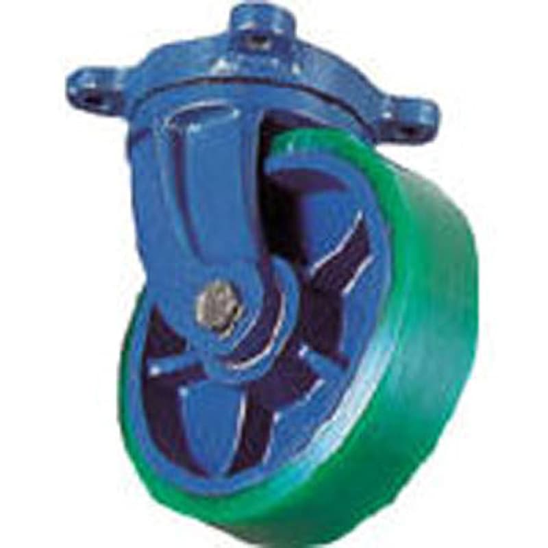 FHJ-250X75 鋳物キャスター ウレタン車輪・幅広タイプ 京町産業車輌 自在式 許容荷重1060kg 取付高314mm  FHJ-250X75