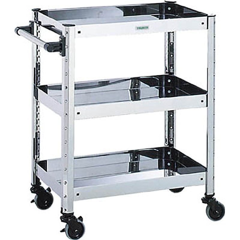 ＴＲＵＳＣＯ　ステンレスワゴン　ＳＵＳ３０４ワゴン　上段３方手摺付き　４５０Ｘ３００　　SCW-3A　818-9444 □TRUSCO ステンレスワゴン SUS304ワゴン 上段3方手摺付き 750X450