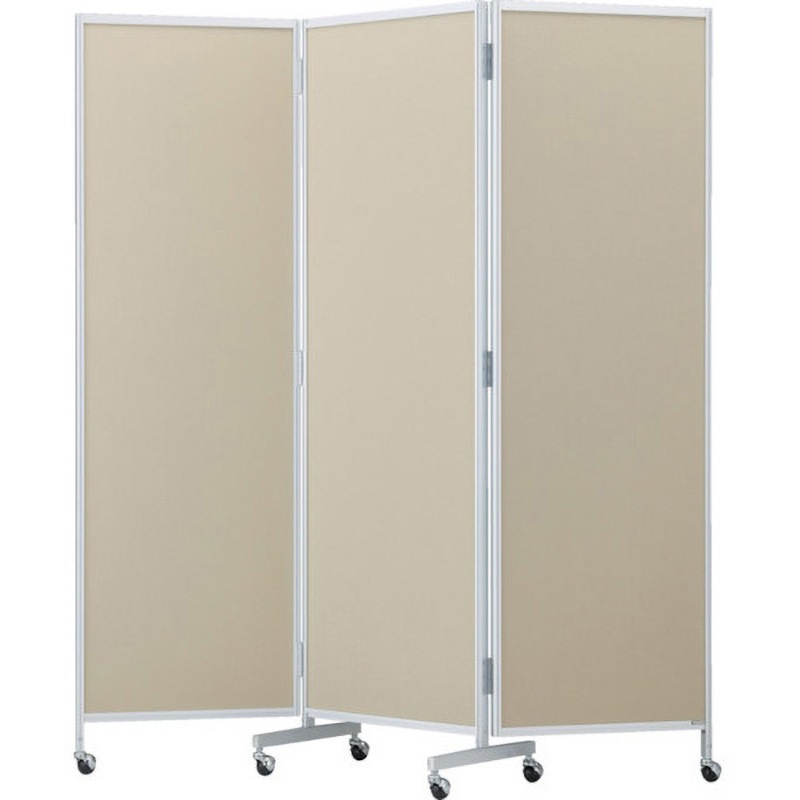 TMPAC-2000-BE 可動式三つ折りパーテーション (クロス張り) TRUSCO 単体型 キャスター 三連型 ベージュ色 高さ2000mm間口1800mm奥行400mm