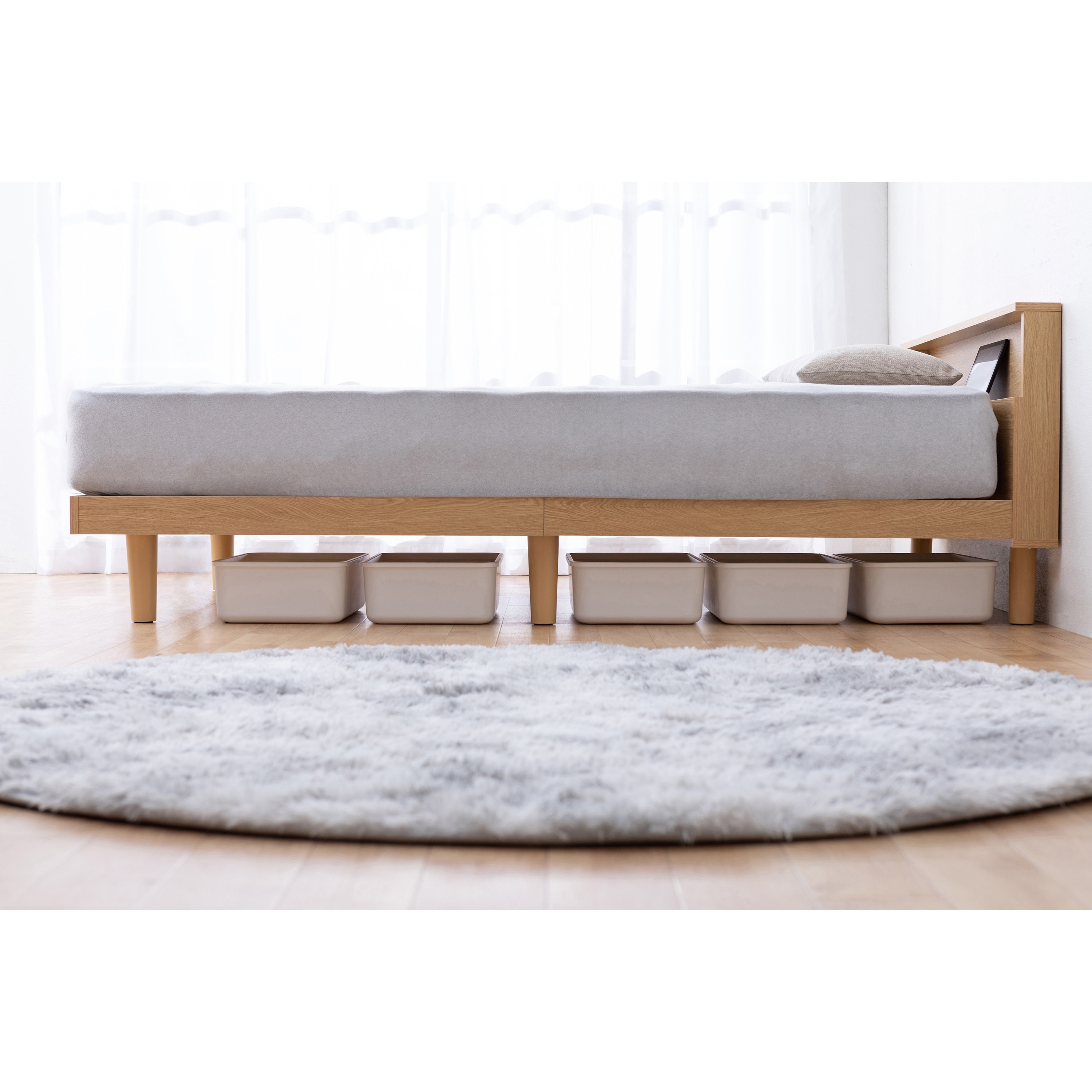 すのこベッド アイリスオーヤマ ベッド セミシングル すのこ 棚付き コンセント HSB-SS ライト