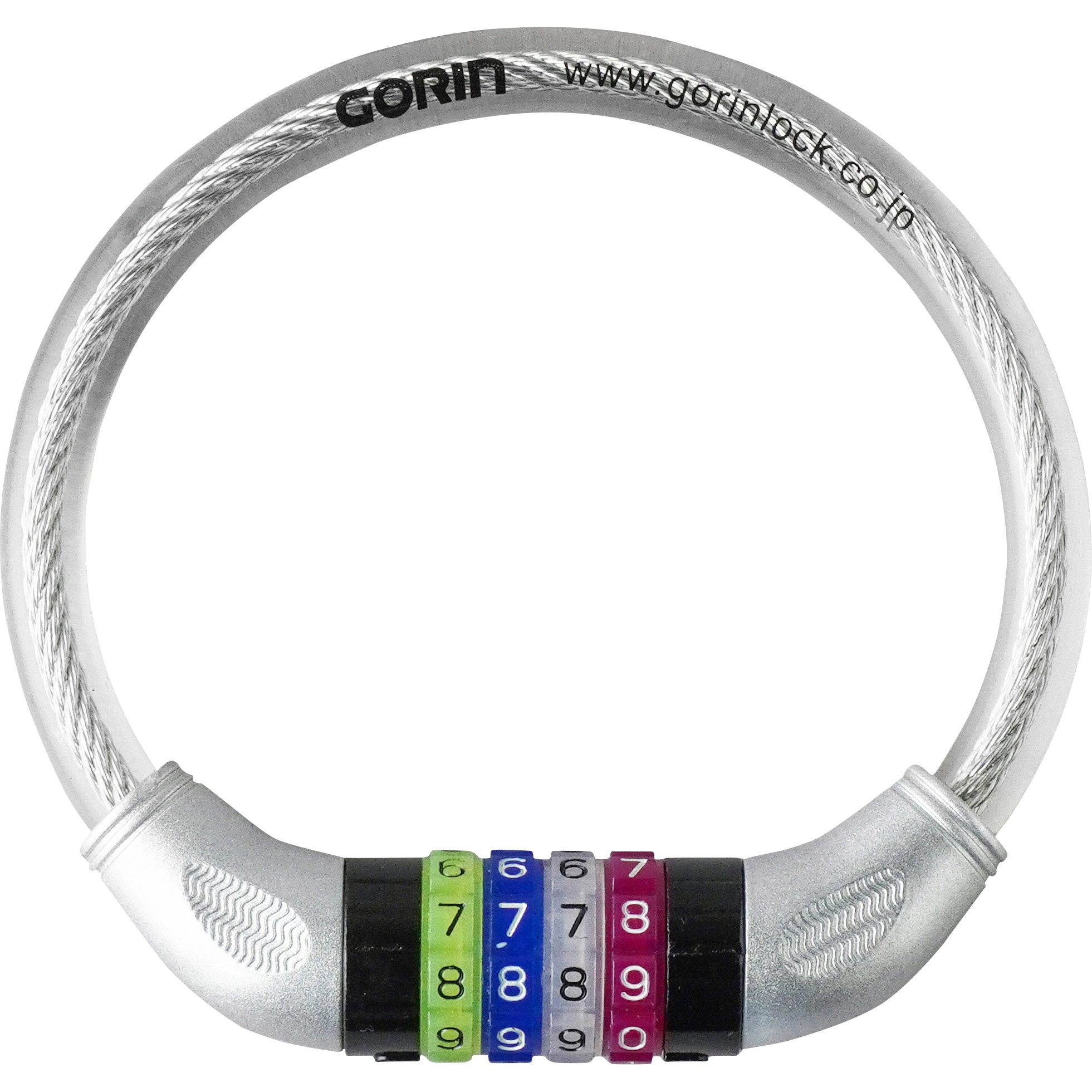 G217W-320 可変4連ワイヤー錠 GORIN(ゴリン) ダイヤル式 クリアー色 長