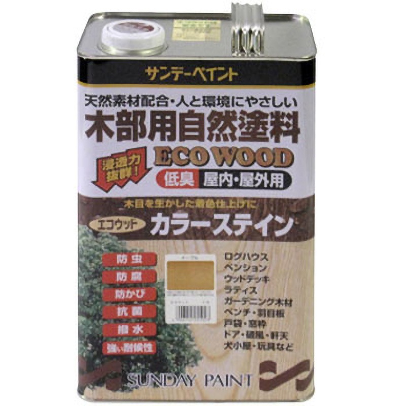 255023 エコウッドカラーステイン サンデーペイント 油性 屋内外木部用 メープル色  1缶(3.4L)