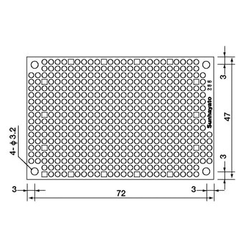 ICB-288 小型ユニバーサル基板 サンハヤト 片面 ICB-288 - 【通販