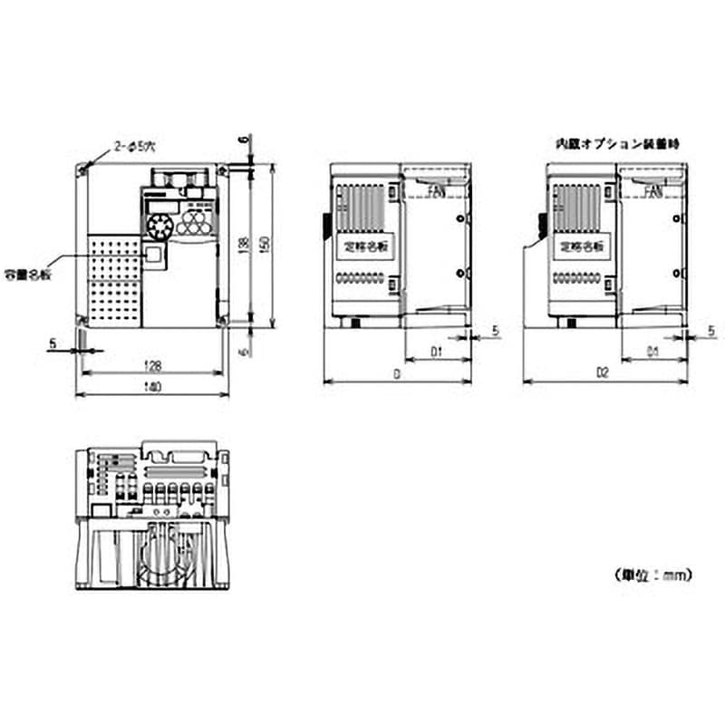 インバータ FR-E700シリーズ 保護構造:閉鎖形(IP20)