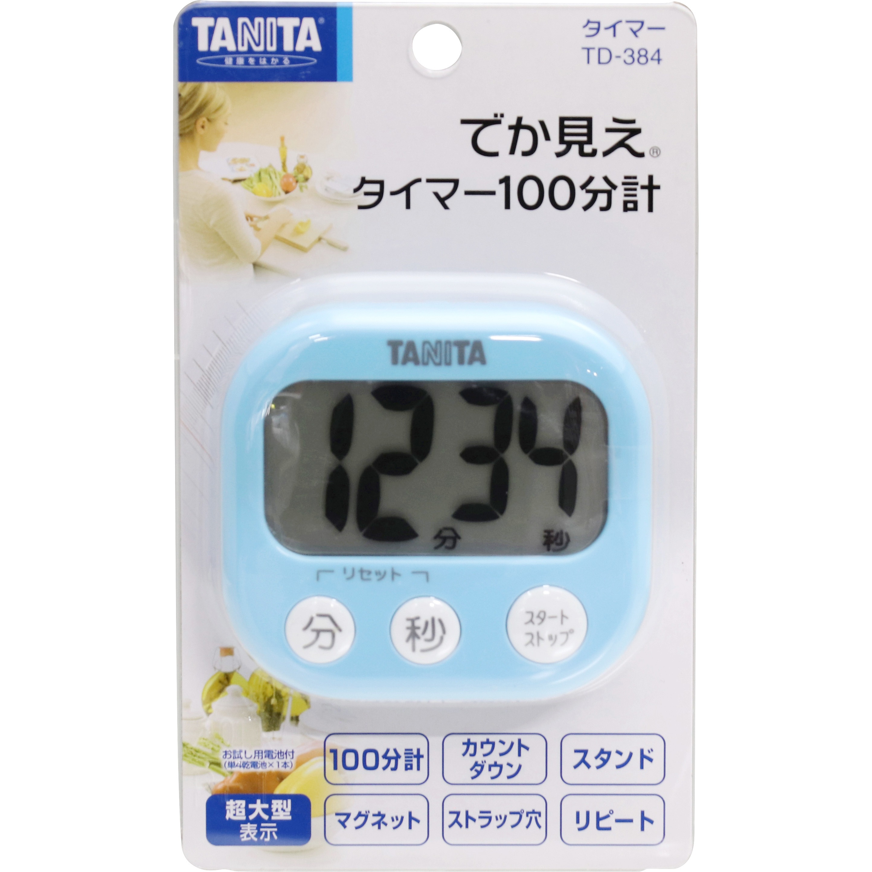 (まとめ) タニタ でか見えタイマー ブルー TD-384BL 1個 〔×10セット〕(代引不可) でか見えタイマーTD-384⁄426 | タニタ