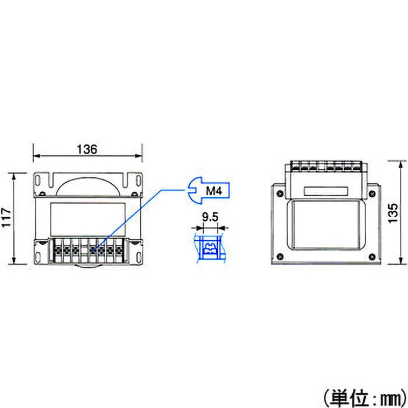 LD21-750F2 電源トランス 単相 複巻 200V → 100V TOYOZUMI