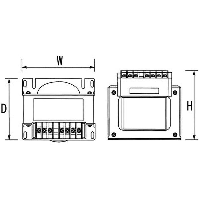 電源トランス 単相 複巻 200V → 100V RoHS指令対応 容量750VA 絶縁種別F 200-220V 100-110V