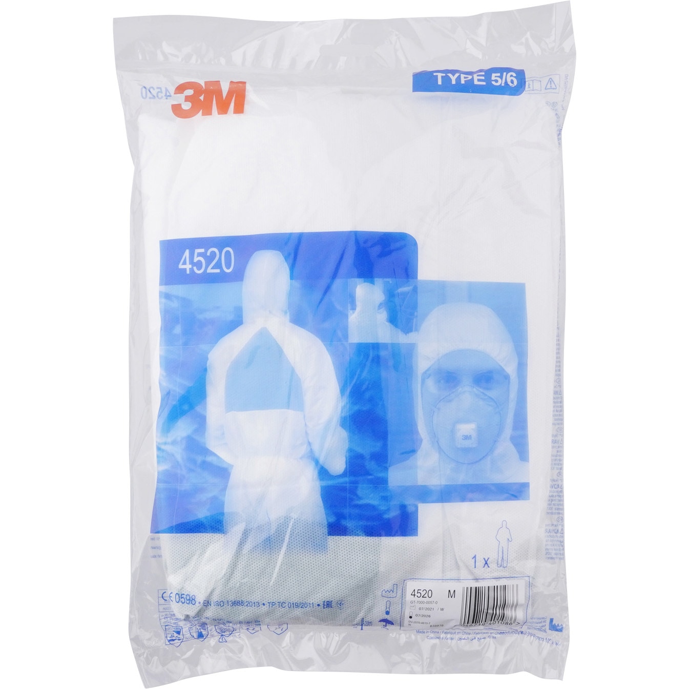 4520 化学防護服 4520 3M(スリーエム) つなぎ サイズM - 【通販