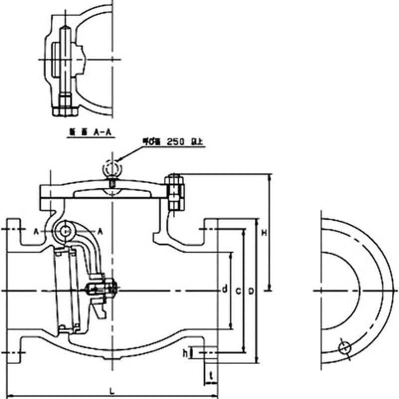 10FCOS-50A 10K 鋳鉄製スイングチャッキ(フランジ形)(10FCOSシリーズ) キッツ(KITZ) 呼び径(B)2 - 【通販モノタロウ】