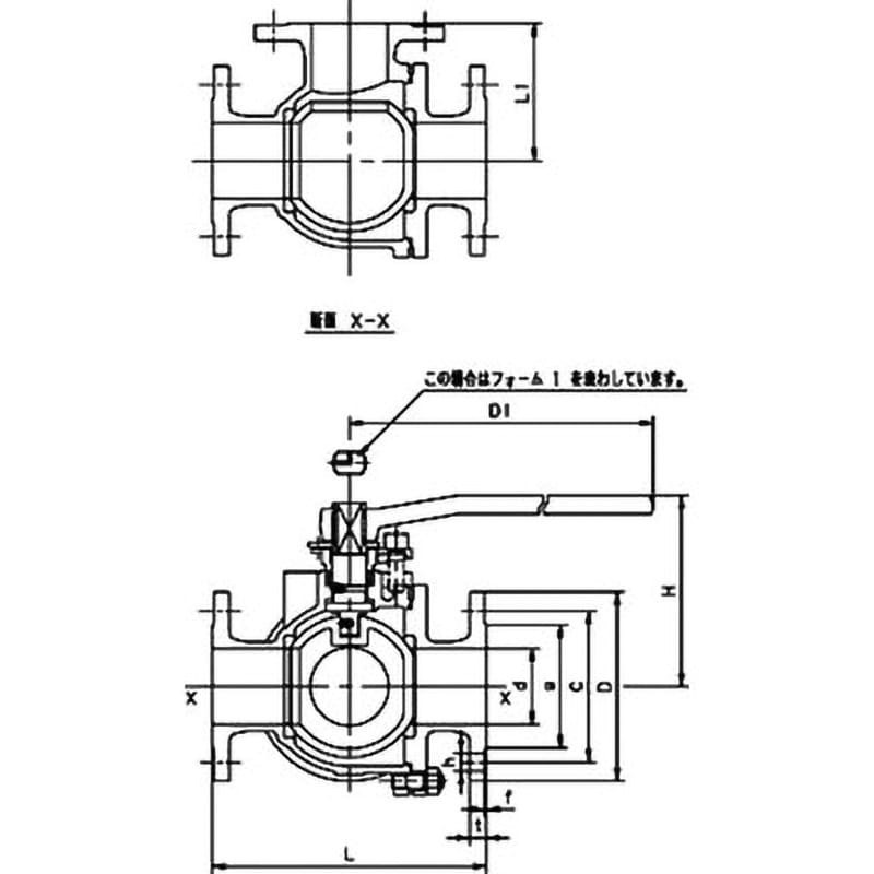 10UTB2L-80A 10K ステンレス鋼製三方ボールバルブ(3方2面シート・Lポート・フランジ形)(10UTN2Lシリーズ) 1個 キッツ(KITZ)  【通販モノタロウ】