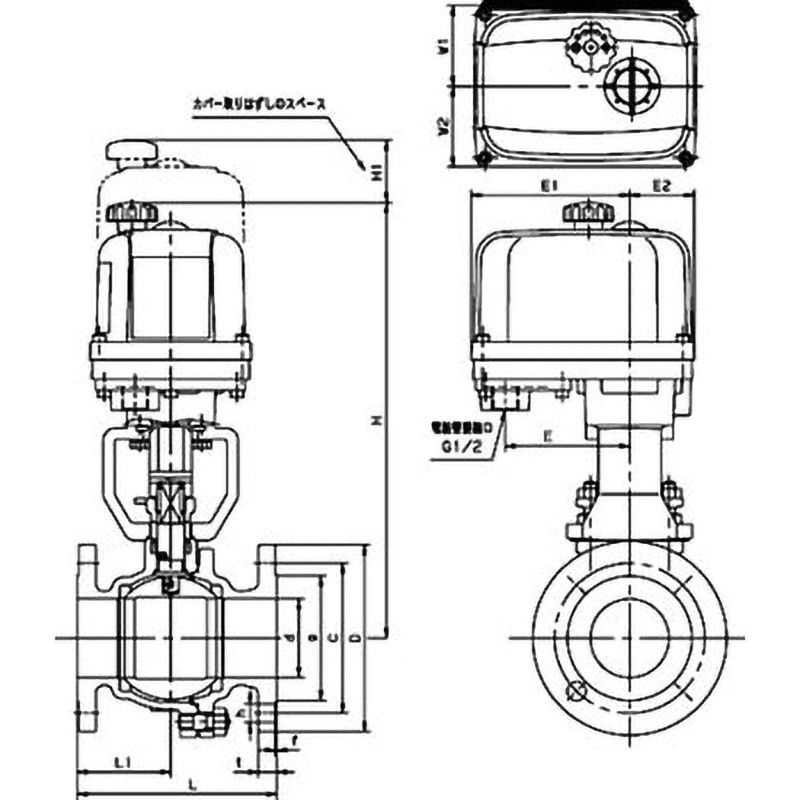 EXH100-10UTB-50A 10K ステンレス鋼製電動式ボールバルブ(フルボア