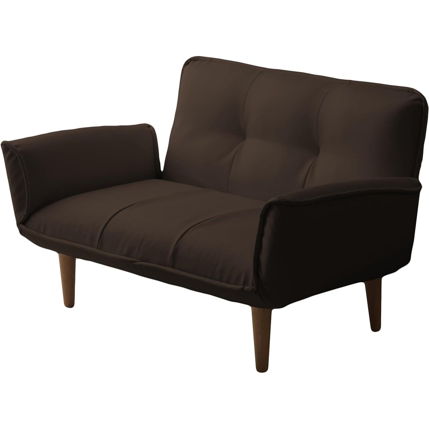 A1010a-b-595BR コンパクトカウチソファ セルタン PVCブラウン色 高さ29.5～65.5cm幅123.5～162.5cm奥行き71～106cm  A1010a-b-595BR