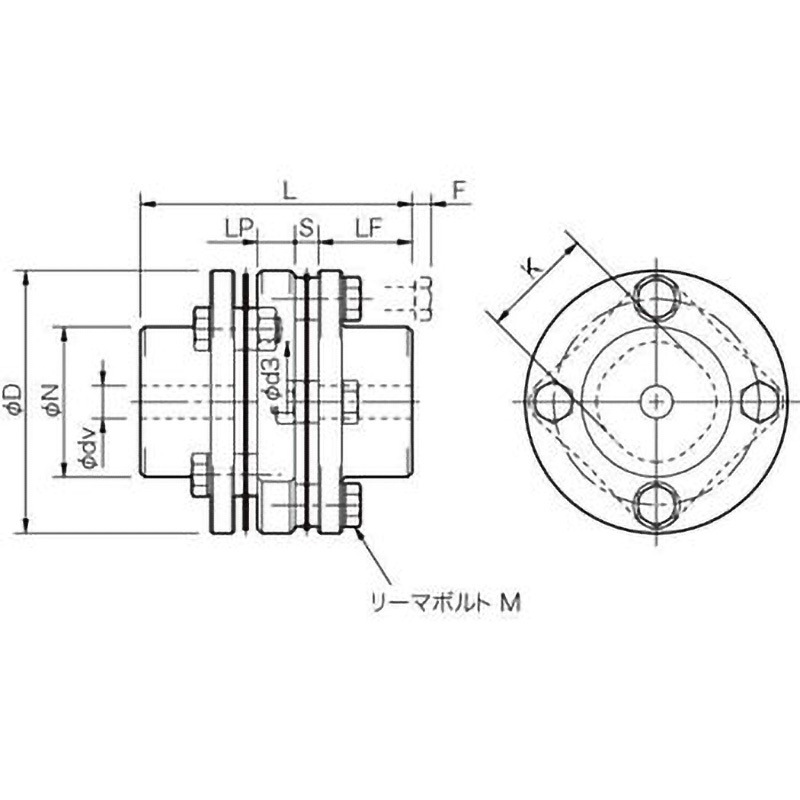 SFS-05W SFS サーボフレックスカップリング(ダブルエレメント・下穴品) 三木プーリ ディスクタイプ 許容トルク20N・m 外径56mm許容偏心0.2mm 27,980円