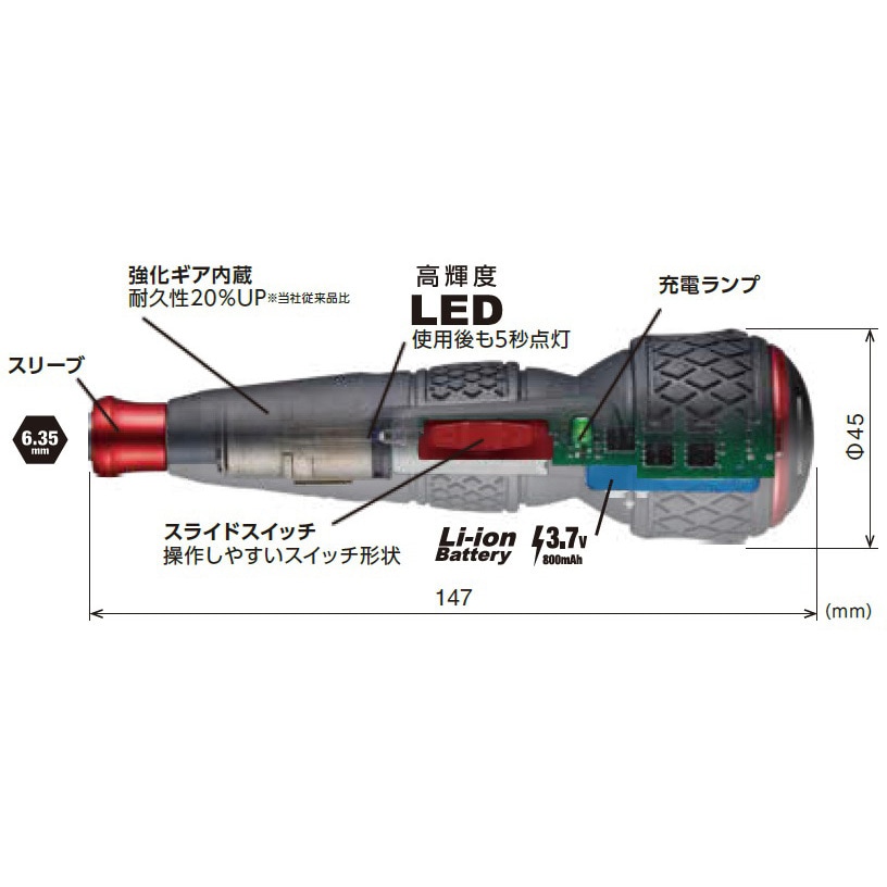 220USBC-5 電ドラボールⅡ(ビット付き) ベッセル 電圧5(入力/最大)V