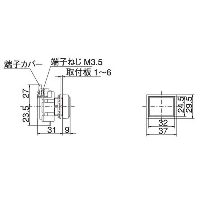 A22ILAQ24O 22Φパイロット 長角形 全電圧 メタル色枠 マルヤス電業 電球 発光色:橙 取付穴径22.3(+0.4～0)mm  A22ILAQ24O - 【通販モノタロウ】