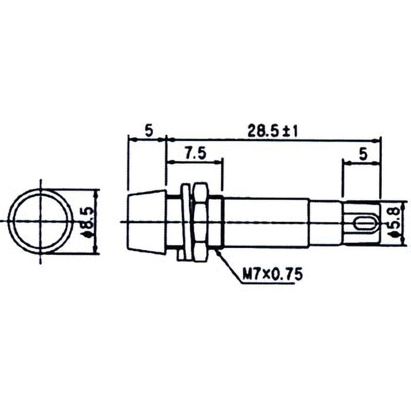 DB24-73GS 小型表示灯 マルヤス電業 光源LED 丸 DC24V 発光色:緑