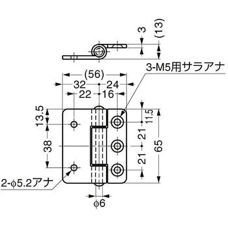 LSS-Z-N65 ステンレス鋼製平丁番 LSS型 LAMP(スガツネ工業) 平行形