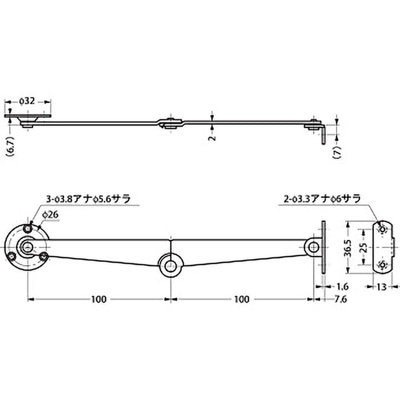 S-19R 天蓋用ステー S-19 (左右あり) LAMP(スガツネ工業) 材質:鋼 右用