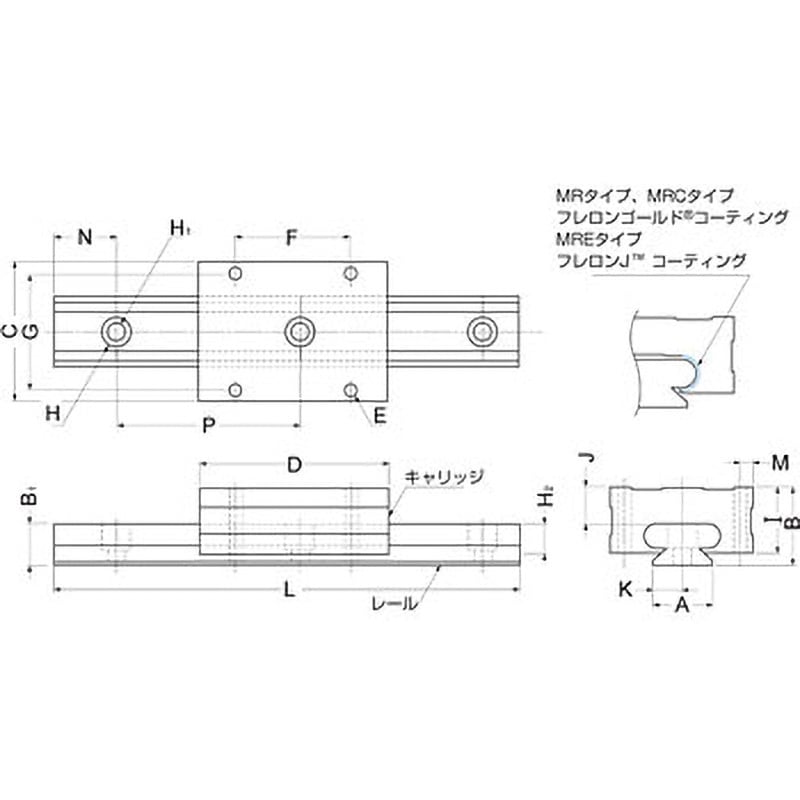 MR7-40 耐衝撃型ガイドレール(高精度タイプ) LAMP(スガツネ工業