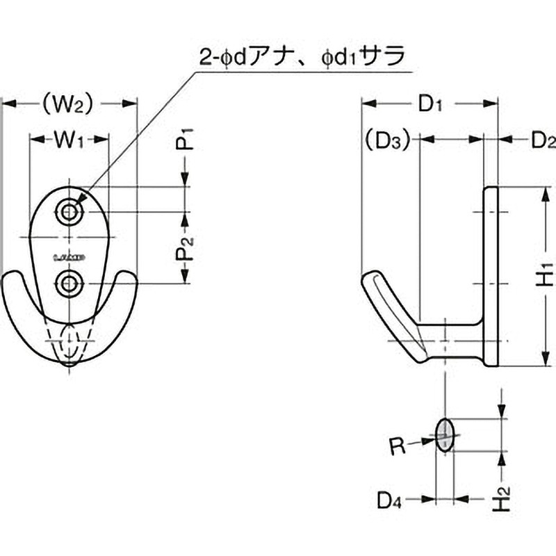 EU-72 ステンレス鋼(SUS316相当品)製フック EU型 LAMP(スガツネ工業