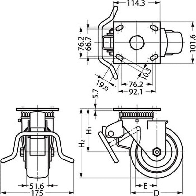 スガツネ工業 (200133451)SUG-31-405R-TU重量用キャスター(ダーコ