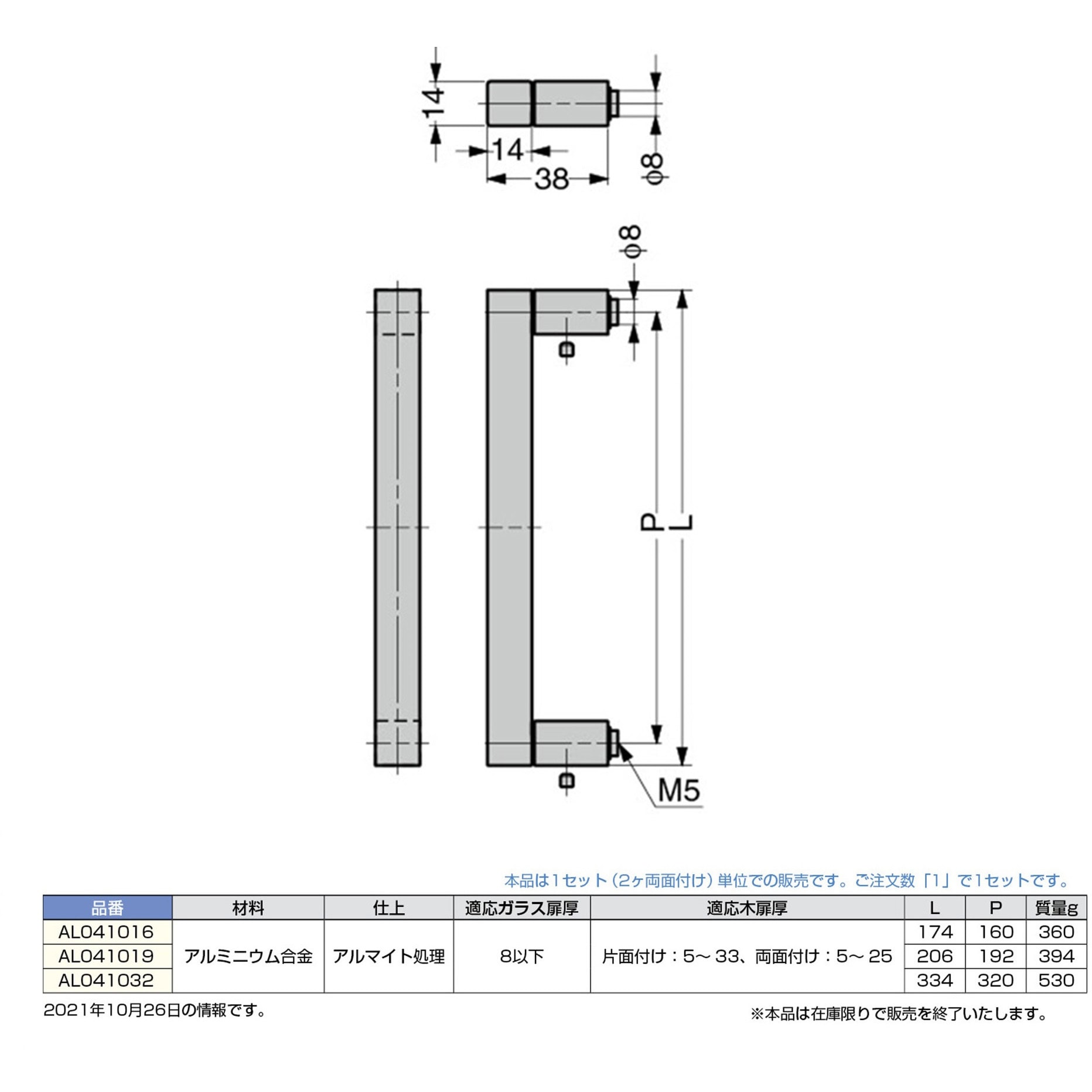 AL041016 ハンドル AL0410型 1セット(2個) スガツネ(LAMP) 【通販 