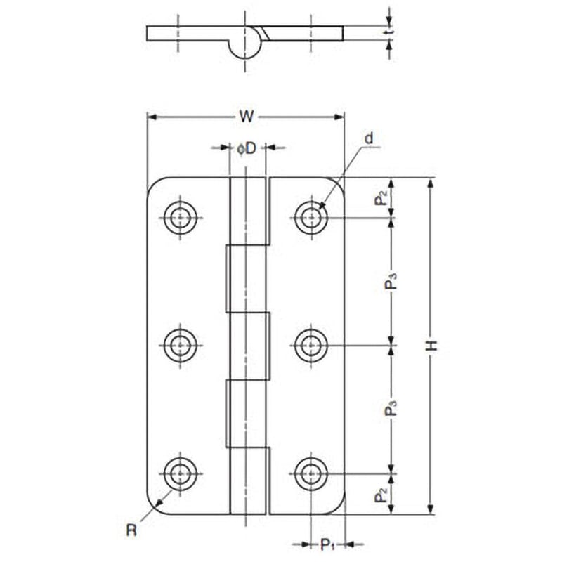 TTS-801M 家具用丁番 TTS型 LAMP(スガツネ工業) 研磨仕上 幅27mm長さ