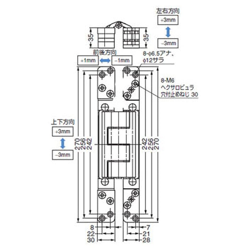 DX300 BaSys 三次元調整機能付隠し丁番 LAMP(スガツネ工業) 長さ270mm
