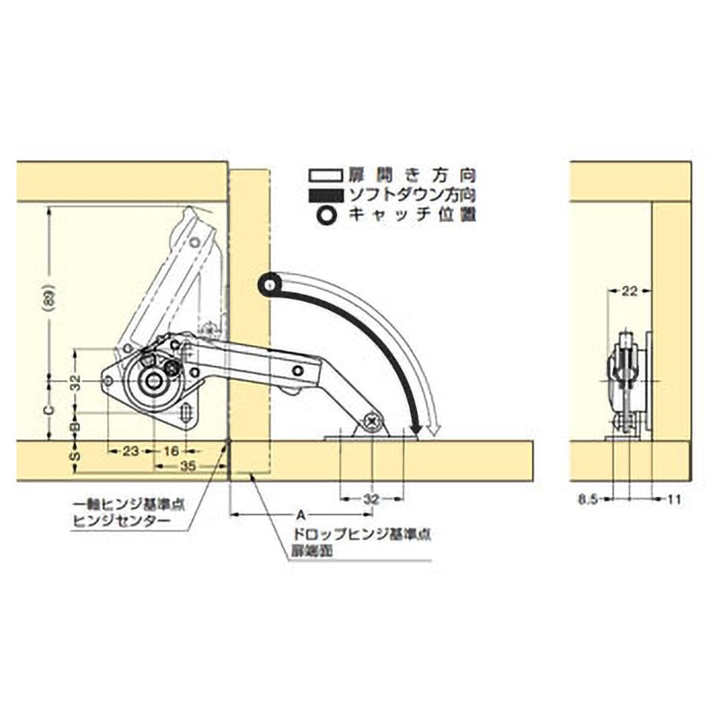 NSDX-10LK-TV ランプ印 ソフトダウンステー NSDX-10(R/L)-TV 1個 LAMP