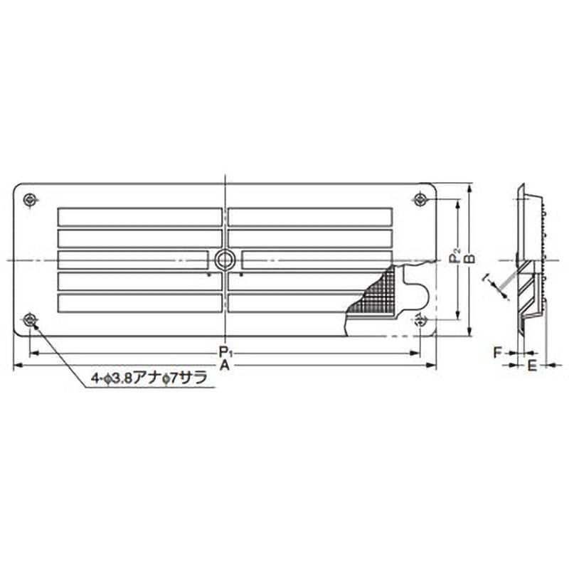 913-02 面付ルーバー空気孔 1個 LAMP(スガツネ工業) 【通販