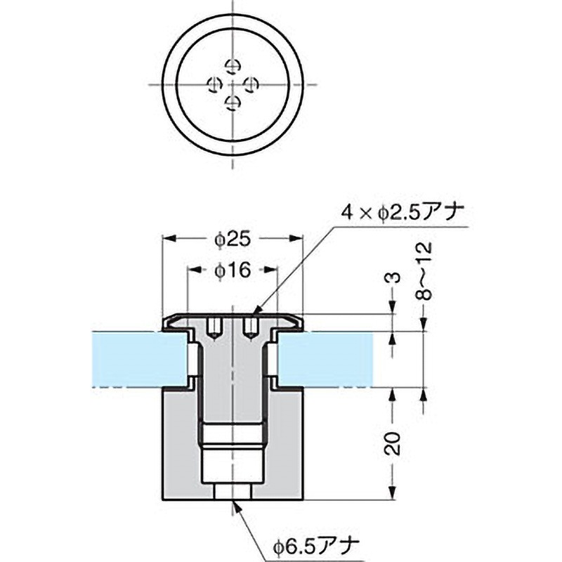 ZL-2801-25 Zwei L ステンレス鋼(SUS316)製ポイントフィックス