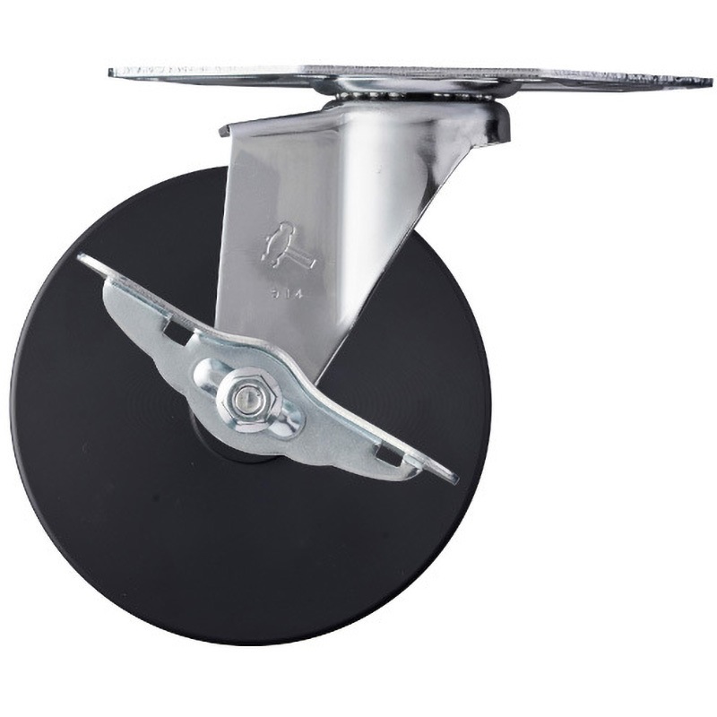 215E-MC125 215E・コーナープレート式キャスター 自在車(UMCナイロン一体車輪)ストッパー付 ハンマーキャスター 車輪径125mm