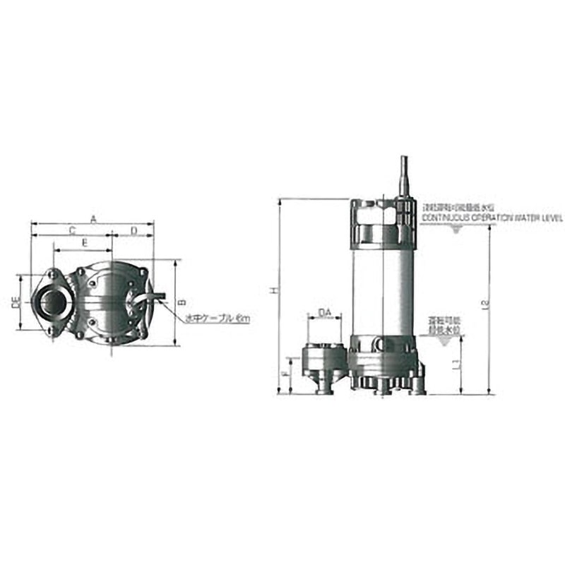 DWS型樹脂製汚水・雑排水用水中ポンプ 非自動形 三相200V 吐出口径50mm