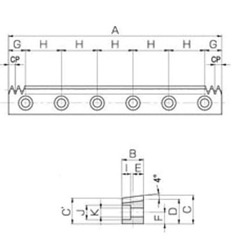 STRCPFD CPテーパラック(両端面・取付穴加工)