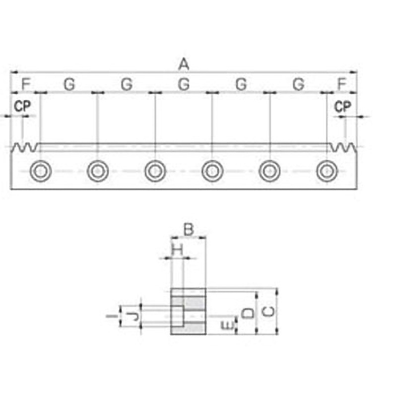 SURCPFD5-1000 SURCPFD CPステンレスラック(両端面・取付穴加工) 1個 KHK(小原歯車工業) 【通販モノタロウ】