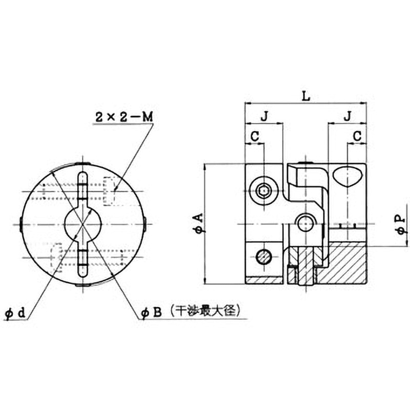 UA-25C-6×6.35 精密補正軸継手 UAシリーズ 酒井製作所 全長27mm許容偏心0.2mm