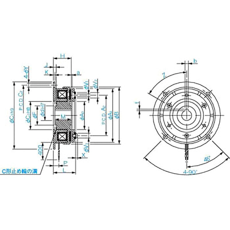 101-16-13G-24V-40DIN 101形 励磁クラッチ(フランジ取付) 三木プーリ ダイレクト取付け用 サイズ16  101-16-13G-24V-40DIN