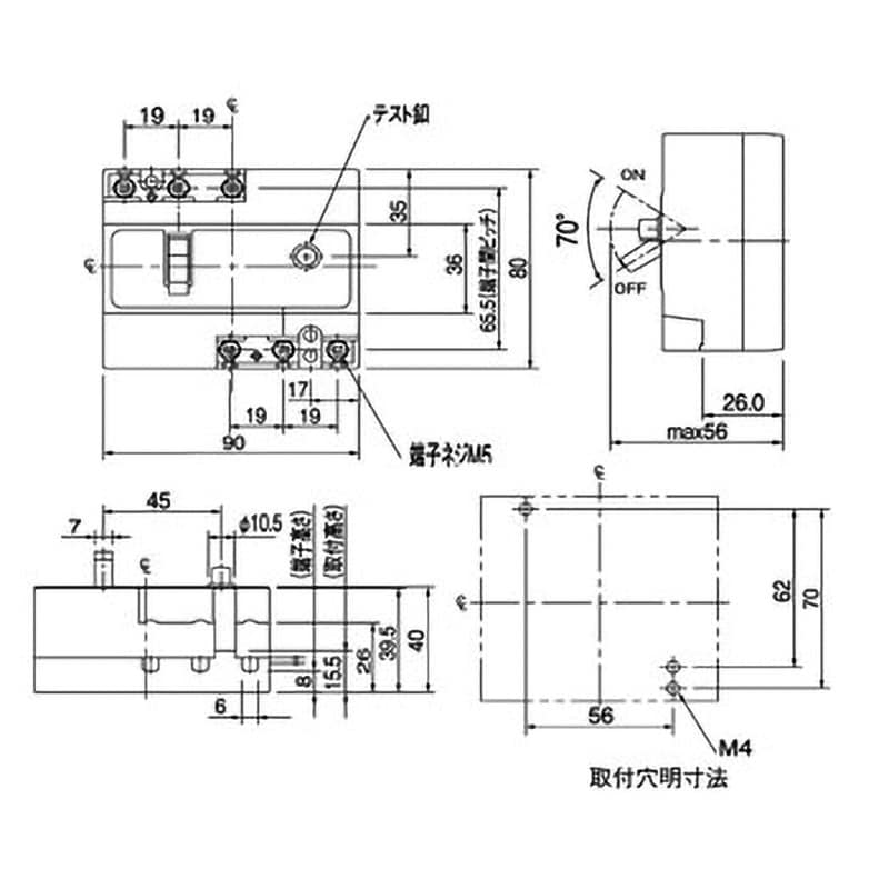 BJJ33020 漏電ブレーカ J型 JIS互換性形 1個 パナソニック(Panasonic