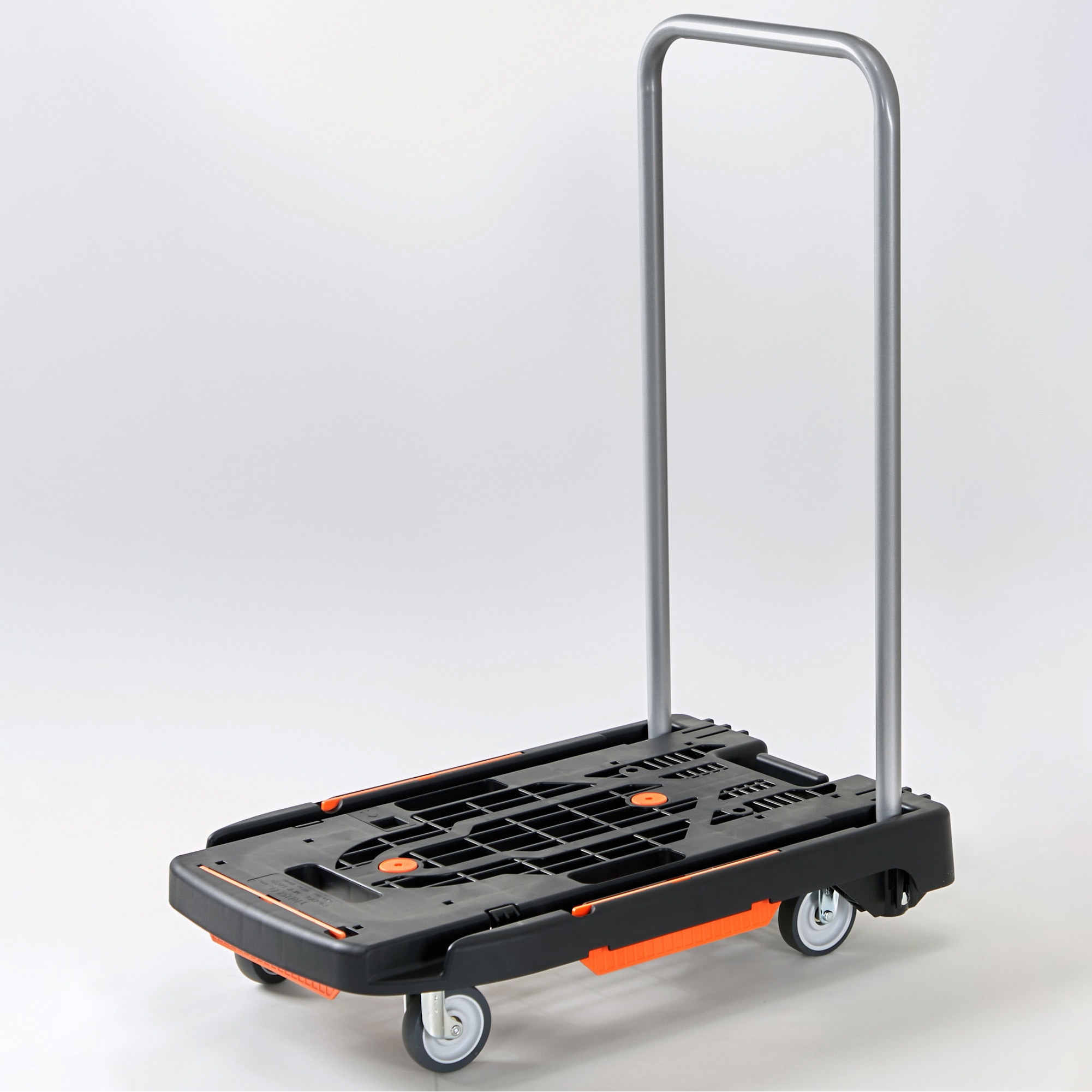 【美品】(台車)こまわり君 折りたたみハンドル MP-6039N2-BK ブラック MP-6039N2-BK 小型樹脂製運搬車こまわり君 TRUSCO 樹脂(PP)再生材100