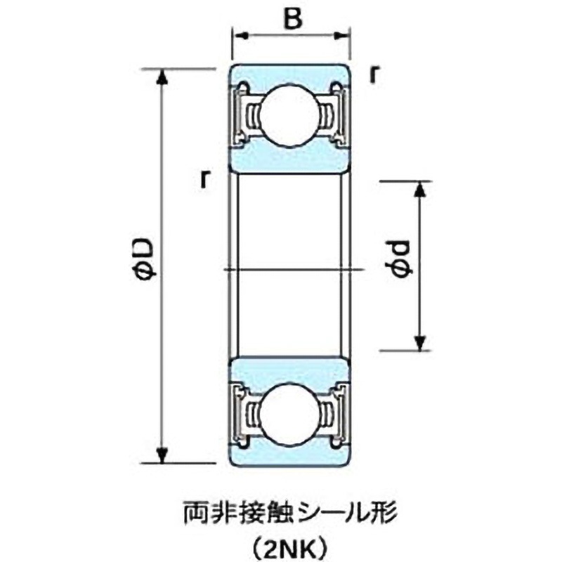 6022-2NK 単列深溝玉軸受 6000番台 2NKE (両側非接触ゴムシール形) NACHI(不二越) フラット ラジアル 内径110mm外径170mm幅28mm