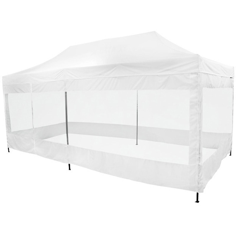 S-3X6PVC-WH+S-3X6PVC-C-WH ワンタッチタープテント 3x6m 透明横幕有
