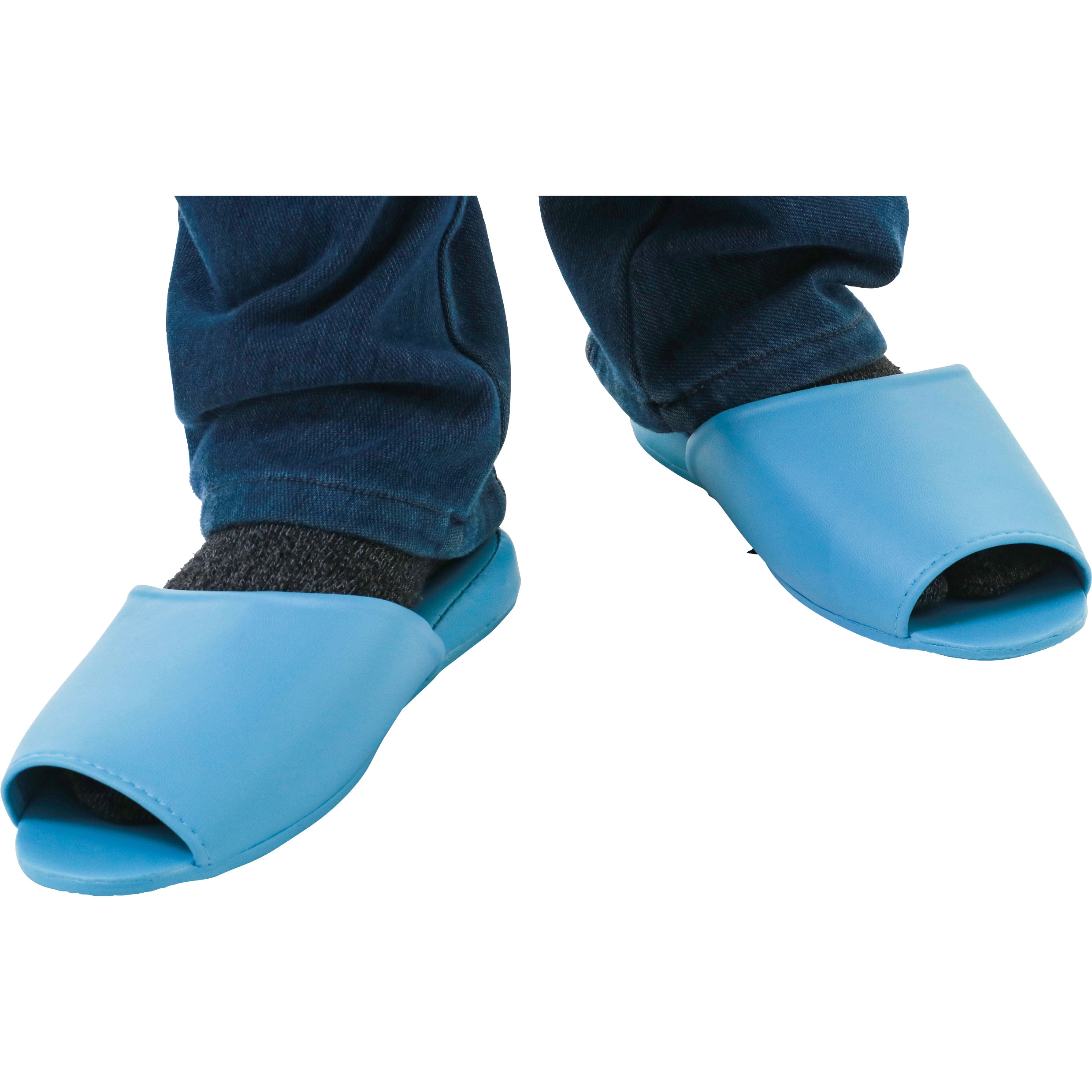 スリッパ 抗菌 前あき モノタロウ 前開きタイプ 塩ビ ライトブルー色