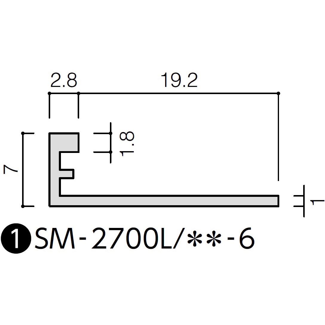 SM-2700L/S-6 装飾見切り材(壁用)壁見切り6L INAX(LIXIL) 寸法2700