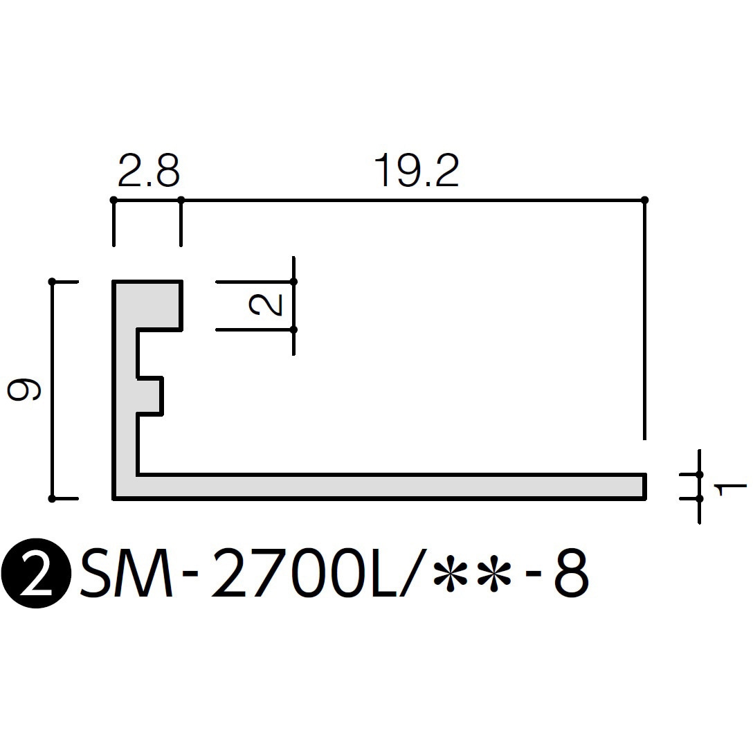 SM-2700L/MB-8 装飾見切り材(壁用)壁見切り8L INAX(LIXIL) 寸法2700