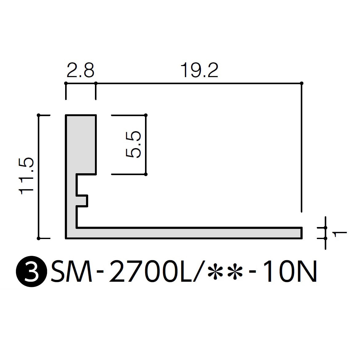 SM-2700L/MB-10N 装飾見切り材(壁用)壁見切り10L 1本 LIXIL(INAX) 【通販モノタロウ】