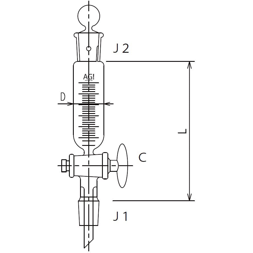 旭製作所 平衡形滴下ロート　ＰＴＦＥコック　１０００mL 1個 3746-1000-4L - 2