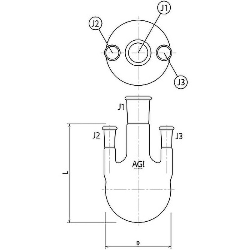 3118-500-4L2L 三ツ口フラスコ 側管垂直タイプ 500mL 3118-500シリーズ 旭製作所 摺合せ24/40・15/35 15,106円